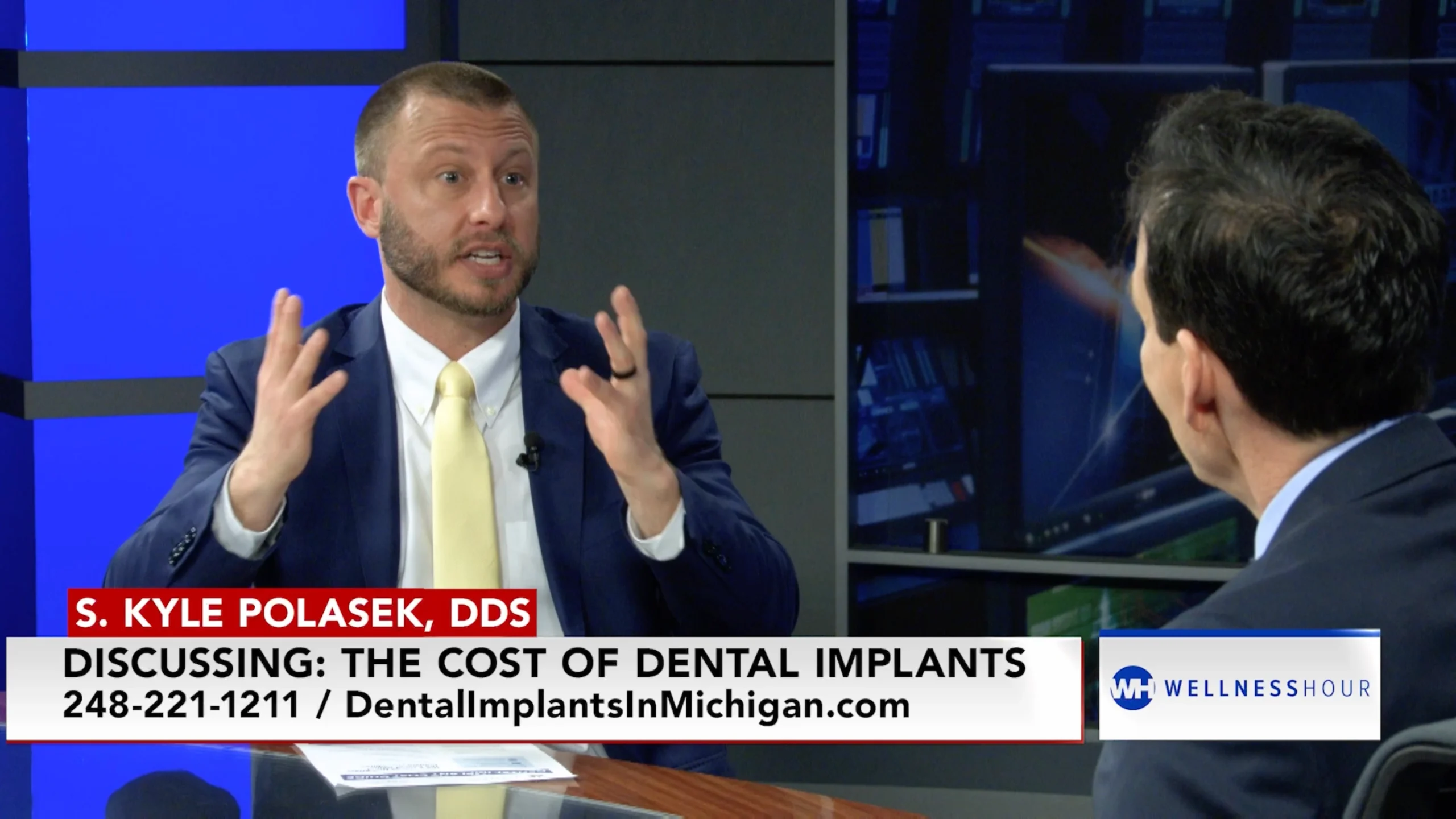 Dr. S. Kyle Polasek discussing the cost of dental implants on the Wellness Hour